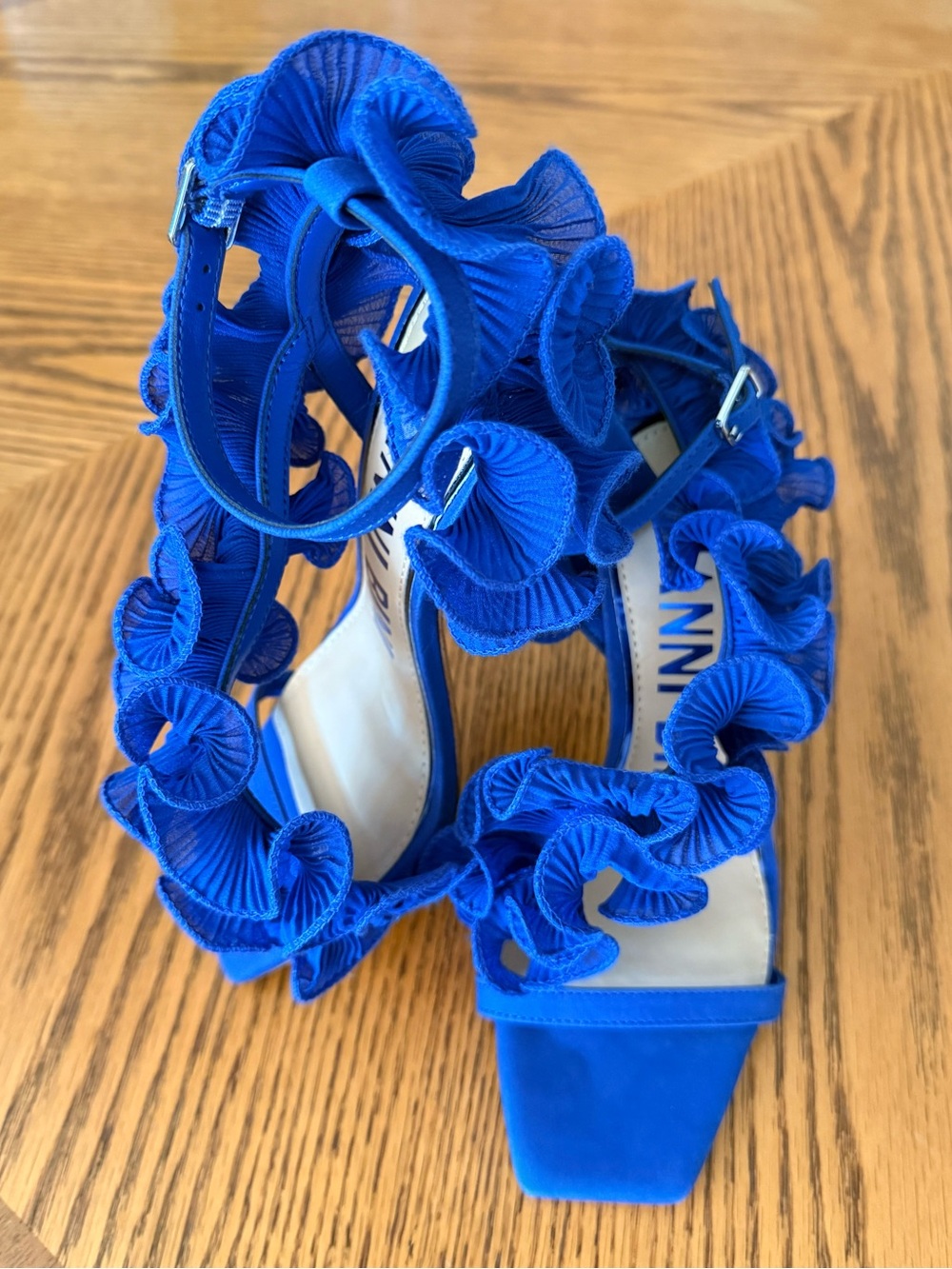 Gianni Bini Royal Blue Ruffle Strap Heels